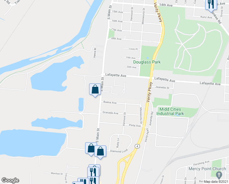 map of restaurants, bars, coffee shops, grocery stores, and more near 599 Ethel Court in Middletown