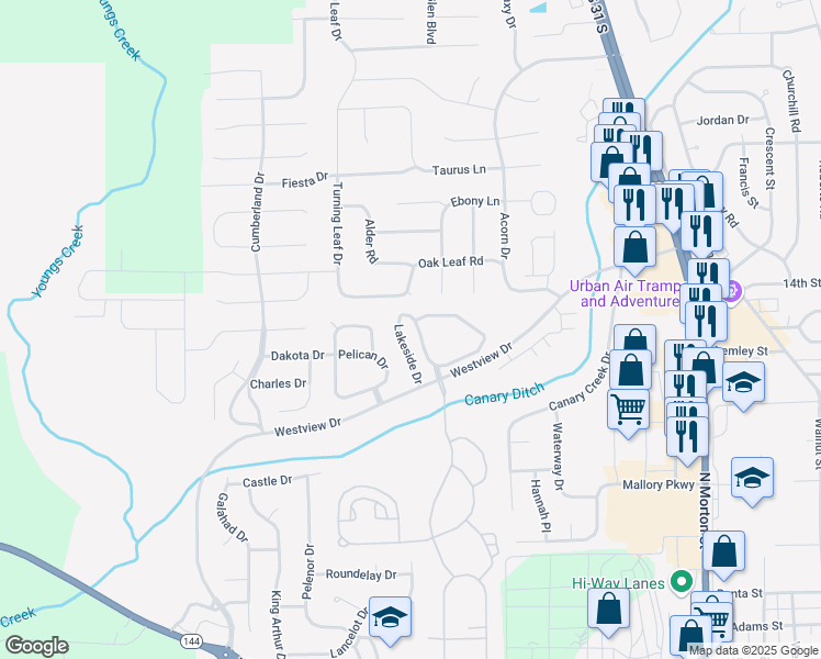 map of restaurants, bars, coffee shops, grocery stores, and more near 1850 Lakeside Drive in Franklin