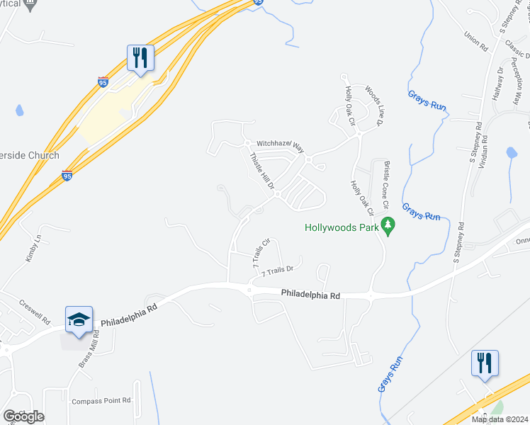 map of restaurants, bars, coffee shops, grocery stores, and more near 501 Cool Breeze Court in Aberdeen