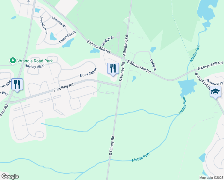 map of restaurants, bars, coffee shops, grocery stores, and more near 163 Sussex Place in Absecon