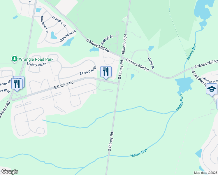 map of restaurants, bars, coffee shops, grocery stores, and more near 163 Sussex Place in Absecon