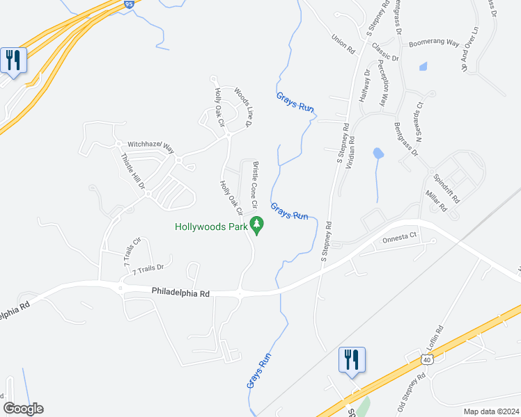 map of restaurants, bars, coffee shops, grocery stores, and more near 4927 Bristle Cone Circle in Aberdeen