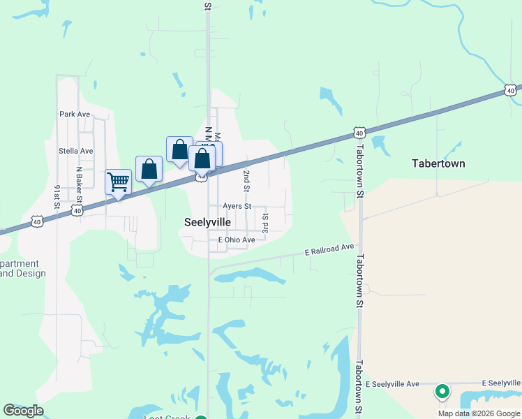 map of restaurants, bars, coffee shops, grocery stores, and more near 2158 3rd Street in Seelyville