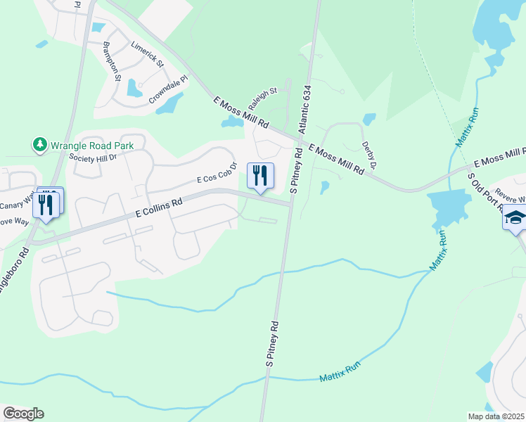 map of restaurants, bars, coffee shops, grocery stores, and more near 163 Sussex Place in Absecon