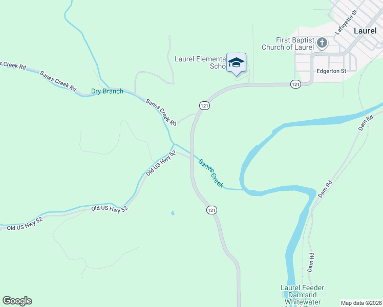 map of restaurants, bars, coffee shops, grocery stores, and more near 13471 Indiana 121 in Laurel