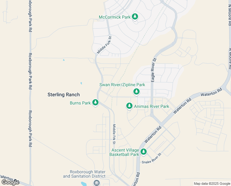 map of restaurants, bars, coffee shops, grocery stores, and more near 8954 Chico Creek Place in Littleton