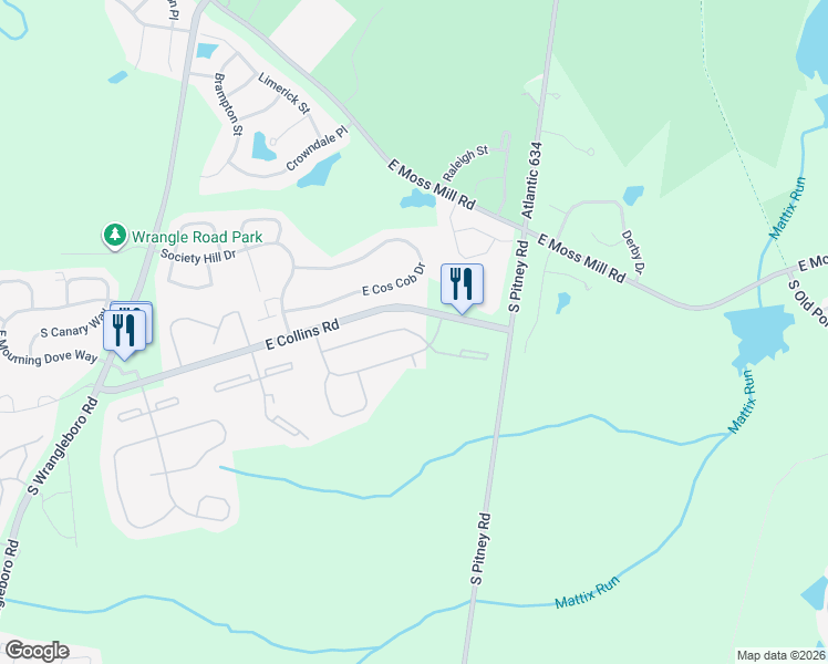 map of restaurants, bars, coffee shops, grocery stores, and more near Sussex Place in Absecon