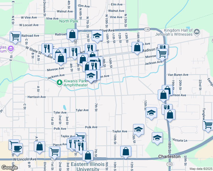 map of restaurants, bars, coffee shops, grocery stores, and more near 701 8th Street in Charleston