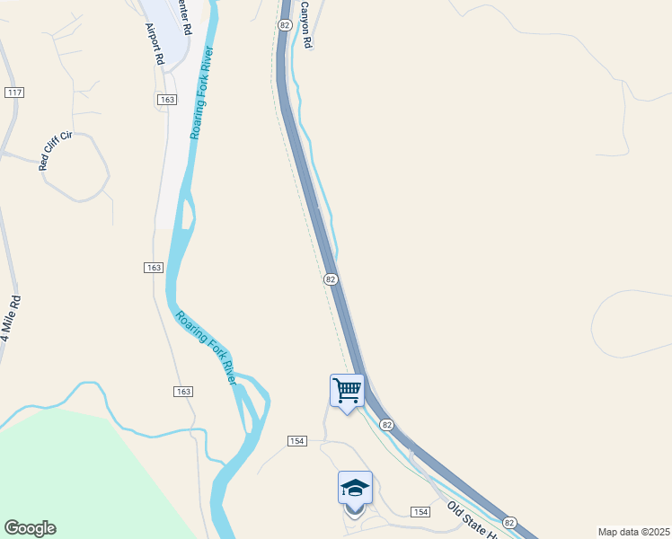 map of restaurants, bars, coffee shops, grocery stores, and more near Colorado 82 in Glenwood Springs