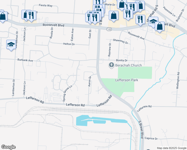map of restaurants, bars, coffee shops, grocery stores, and more near in Middletown