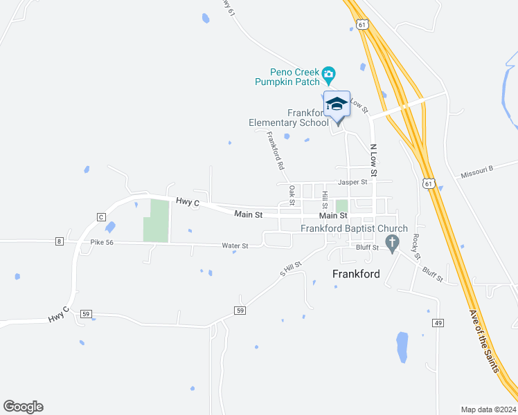 map of restaurants, bars, coffee shops, grocery stores, and more near 618 Elk Lick Springs Road in Frankford