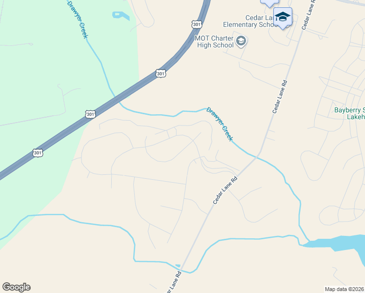 map of restaurants, bars, coffee shops, grocery stores, and more near 1405 Cedar Lane Road in Middletown