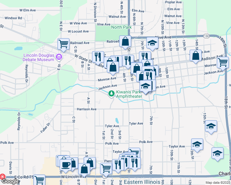 map of restaurants, bars, coffee shops, grocery stores, and more near 214 Van Buren Avenue in Charleston