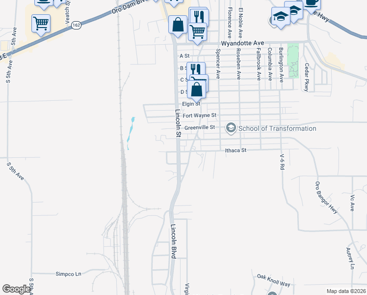map of restaurants, bars, coffee shops, grocery stores, and more near in South Oroville
