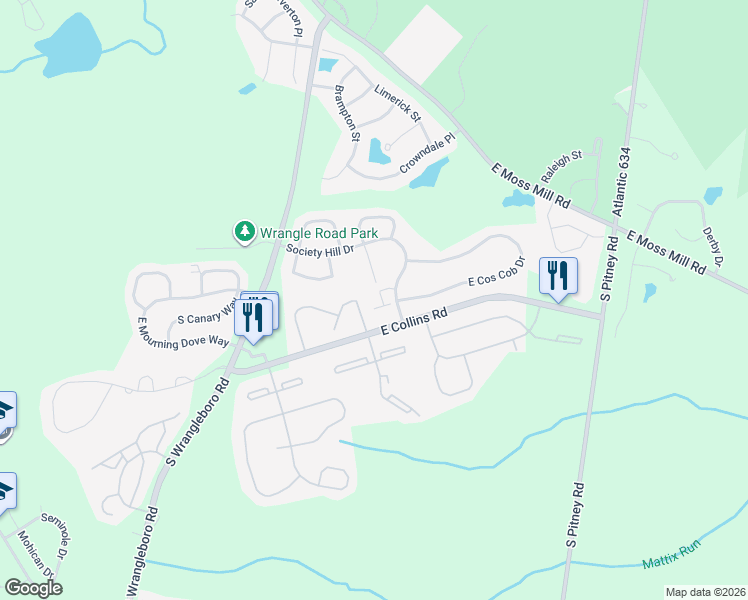 map of restaurants, bars, coffee shops, grocery stores, and more near 31 Navajo Court in Galloway