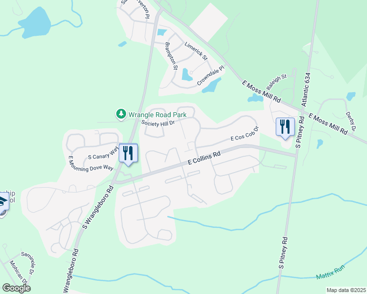 map of restaurants, bars, coffee shops, grocery stores, and more near 35 Navajo Court in Galloway