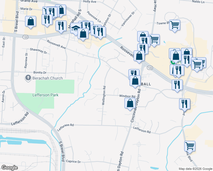 map of restaurants, bars, coffee shops, grocery stores, and more near 2009 Wellington Road in Middletown
