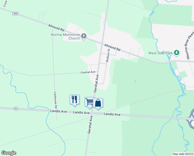 map of restaurants, bars, coffee shops, grocery stores, and more near 770 Gershal Avenue in Elmer