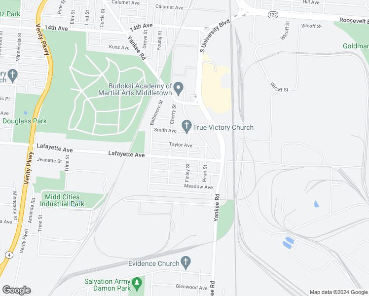 map of restaurants, bars, coffee shops, grocery stores, and more near 1624 Taylor Avenue in Middletown