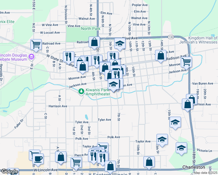 map of restaurants, bars, coffee shops, grocery stores, and more near 498 Van Buren Avenue in Charleston
