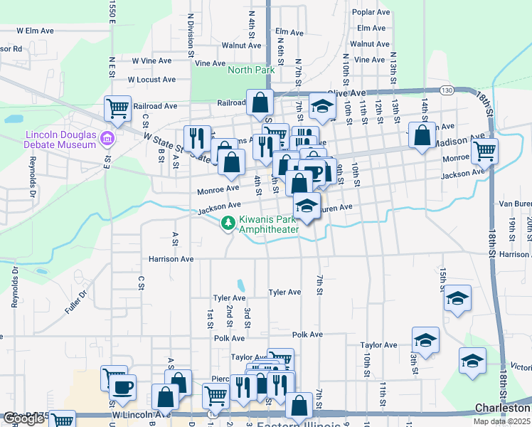 map of restaurants, bars, coffee shops, grocery stores, and more near 214-398 Van Buren Avenue in Charleston