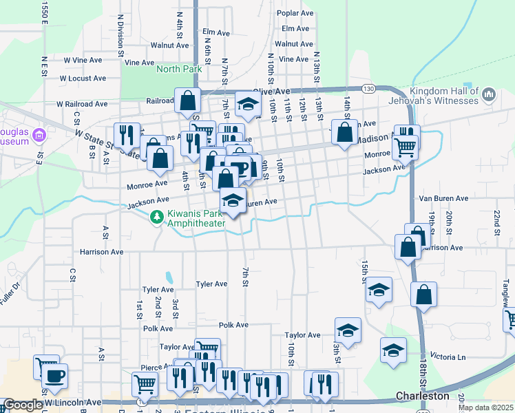 map of restaurants, bars, coffee shops, grocery stores, and more near 701 8th Street in Charleston