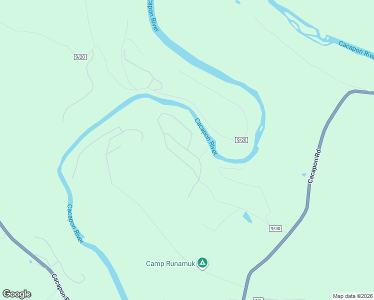 map of restaurants, bars, coffee shops, grocery stores, and more near Woodlawn Drive in Great Cacapon