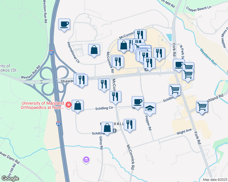 map of restaurants, bars, coffee shops, grocery stores, and more near in COCKYS HT VLY