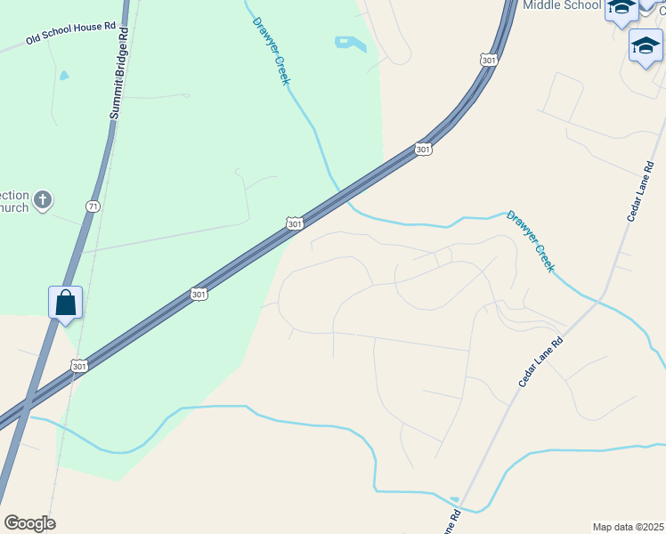 map of restaurants, bars, coffee shops, grocery stores, and more near 827 Merlin Drive in Middletown