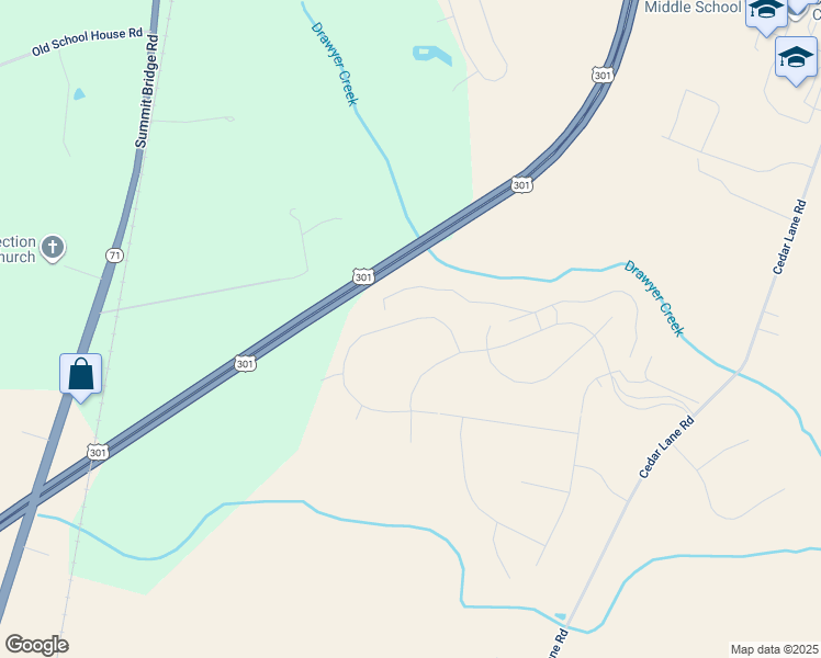 map of restaurants, bars, coffee shops, grocery stores, and more near 827 Merlin Drive in Middletown