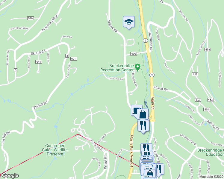 map of restaurants, bars, coffee shops, grocery stores, and more near 68 Iron Mask Road in Breckenridge