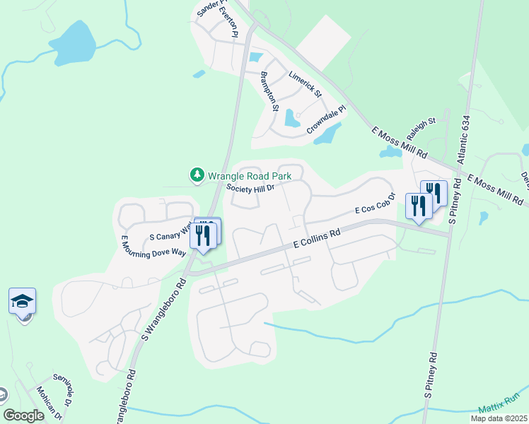 map of restaurants, bars, coffee shops, grocery stores, and more near 40 Cherokee Drive in Galloway