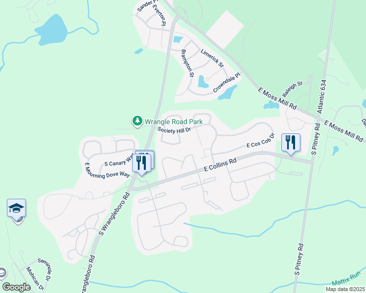map of restaurants, bars, coffee shops, grocery stores, and more near 40 Cherokee Drive in Galloway
