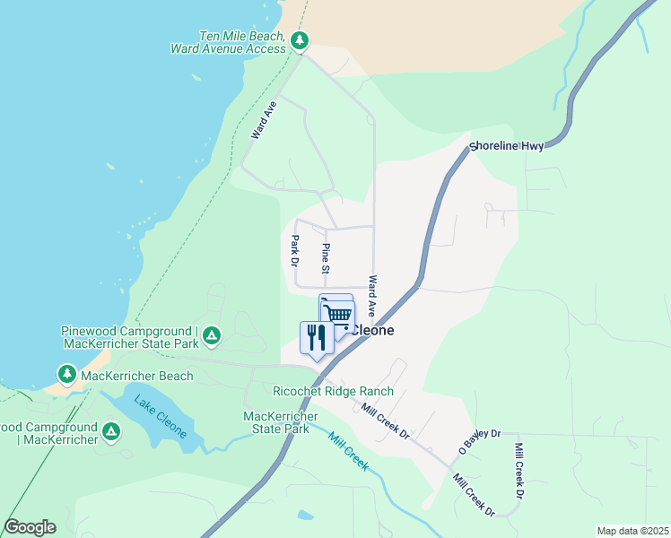 map of restaurants, bars, coffee shops, grocery stores, and more near 24751 Pine Street in Fort Bragg
