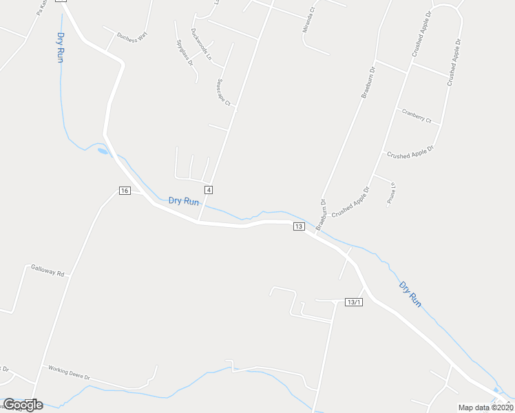 map of restaurants, bars, coffee shops, grocery stores, and more near 1616 Dry Run Road in Martinsburg
