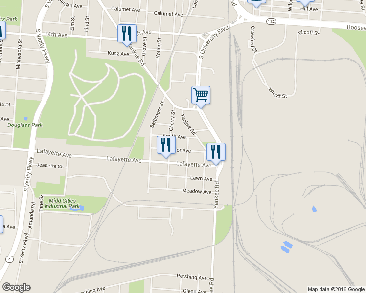 map of restaurants, bars, coffee shops, grocery stores, and more near 1617 Taylor Avenue in Middletown