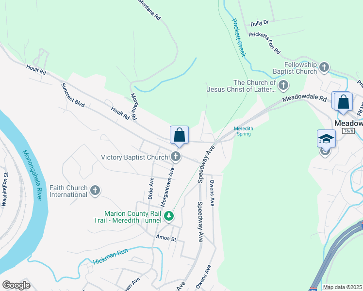 map of restaurants, bars, coffee shops, grocery stores, and more near 1911 Morgantown Ave in Fairmont