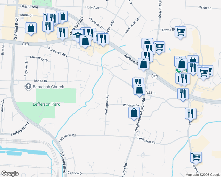 map of restaurants, bars, coffee shops, grocery stores, and more near 2009 Wellington Road in Middletown