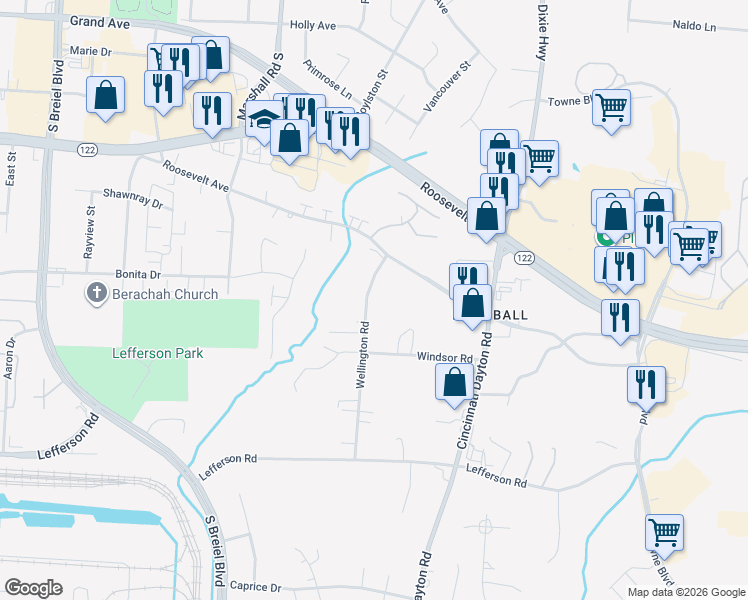 map of restaurants, bars, coffee shops, grocery stores, and more near 2009 Wellington Road in Middletown