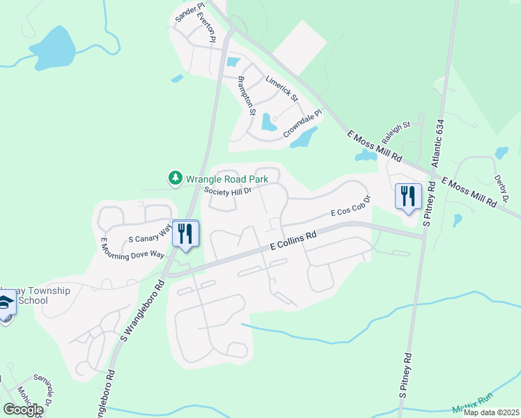 map of restaurants, bars, coffee shops, grocery stores, and more near 20 Apache Court in Galloway