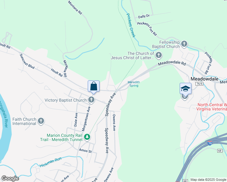 map of restaurants, bars, coffee shops, grocery stores, and more near 1911 Morgantown Ave in Fairmont