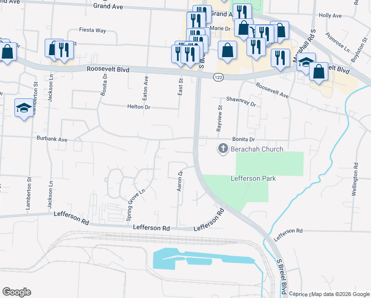 map of restaurants, bars, coffee shops, grocery stores, and more near in Middletown
