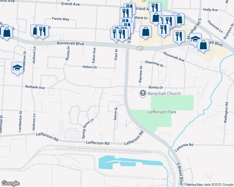 map of restaurants, bars, coffee shops, grocery stores, and more near in Middletown