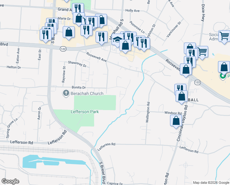 map of restaurants, bars, coffee shops, grocery stores, and more near 4712 Bonita Drive in Middletown