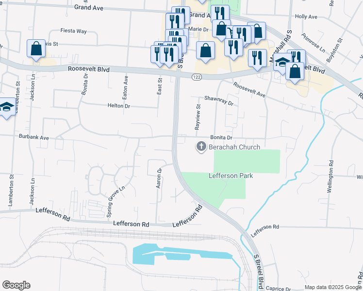 map of restaurants, bars, coffee shops, grocery stores, and more near 4408 Bonita Drive in Middletown