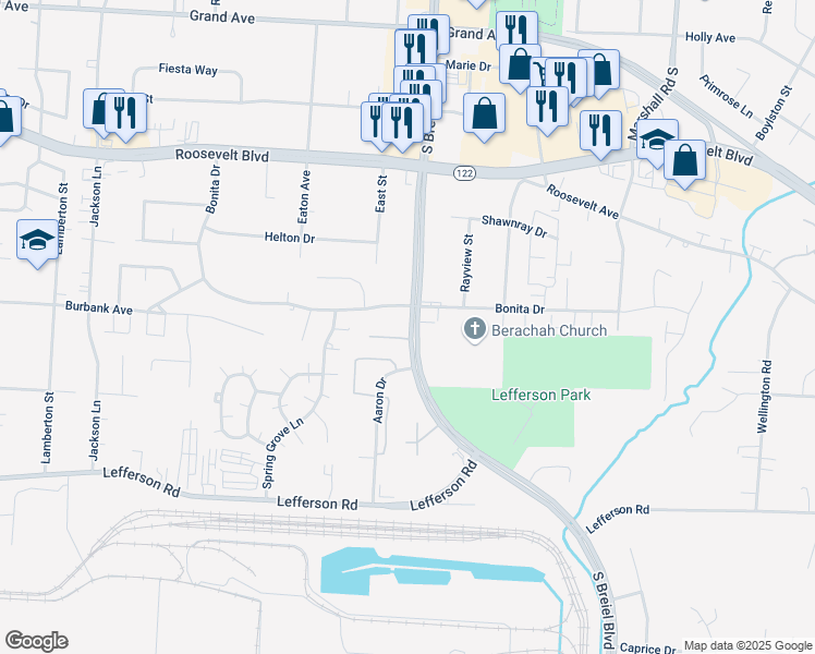 map of restaurants, bars, coffee shops, grocery stores, and more near in Middletown