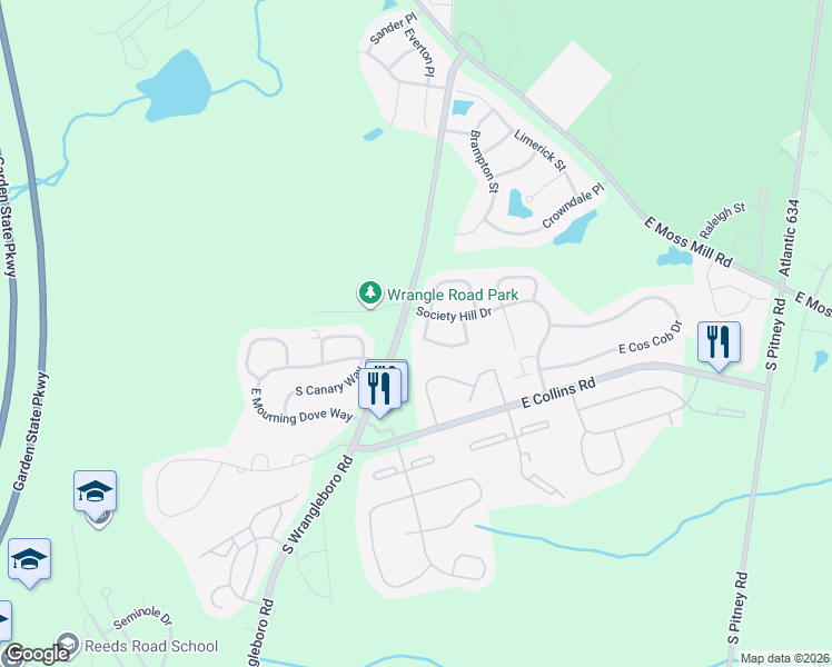 map of restaurants, bars, coffee shops, grocery stores, and more near 19 Iroquois Drive in Galloway