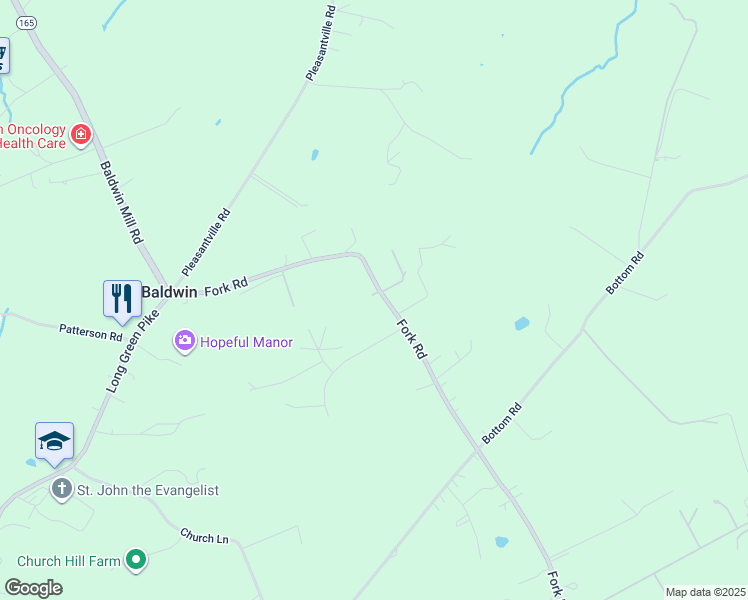 map of restaurants, bars, coffee shops, grocery stores, and more near 13406 Fork Road in Baldwin