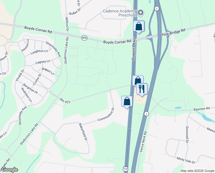 map of restaurants, bars, coffee shops, grocery stores, and more near 168 Irongable Drive in Middletown