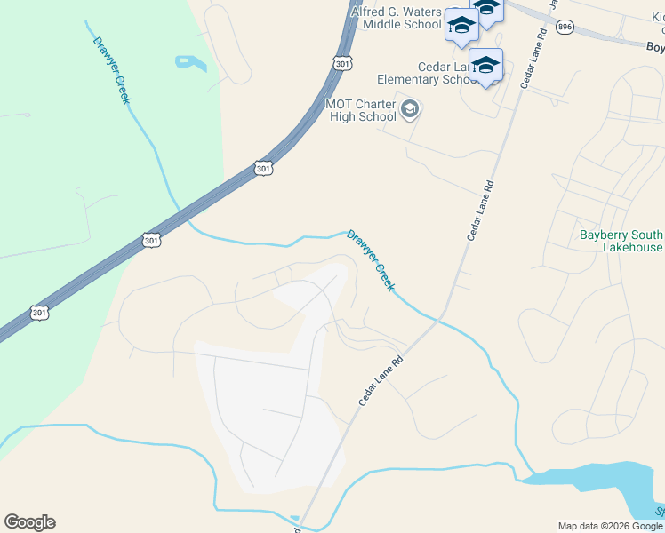map of restaurants, bars, coffee shops, grocery stores, and more near 1405 Cedar Lane Road in Middletown
